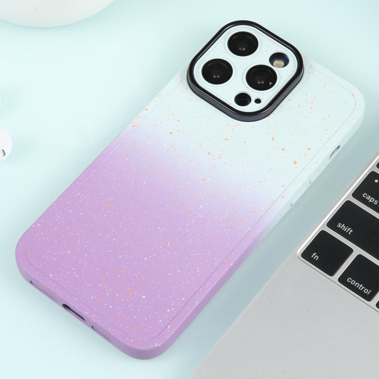 For iPhone 14 Gradient Starry Silicone Phone Case with Lens Film(White Purple) - iPhone 14 Cases by buy2fix | Online Shopping UK | buy2fix