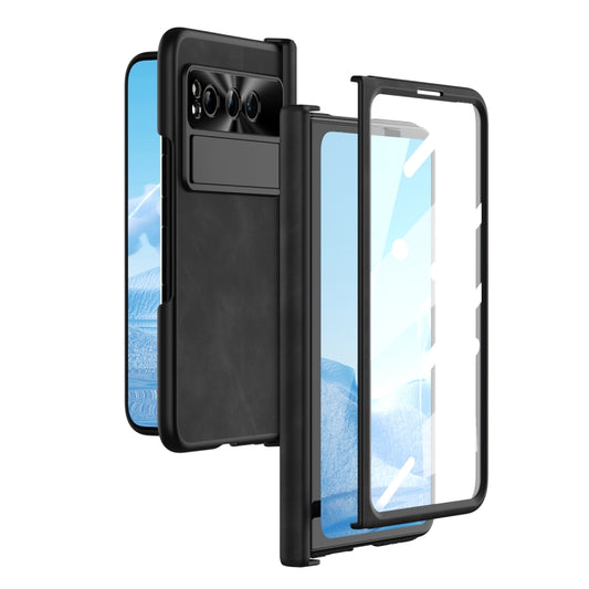 For Google Pixel Fold Integrated Napa Texture All-inclusive Phone Case with Hinge(Black) - Google Cases by buy2fix | Online Shopping UK | buy2fix