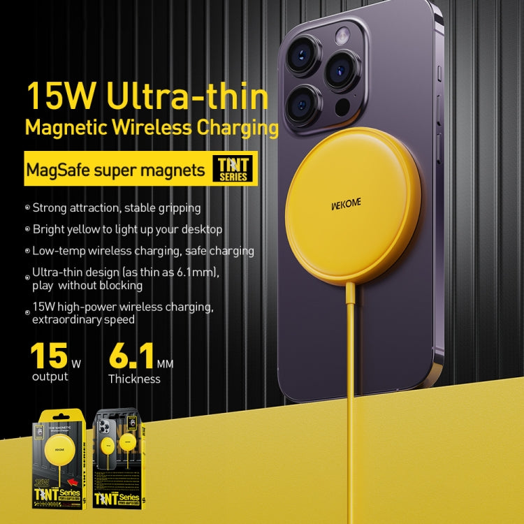 WK WP-U166 15W Magnetic Wireless Charger(Yellow) - Wireless Charger by WK | Online Shopping UK | buy2fix