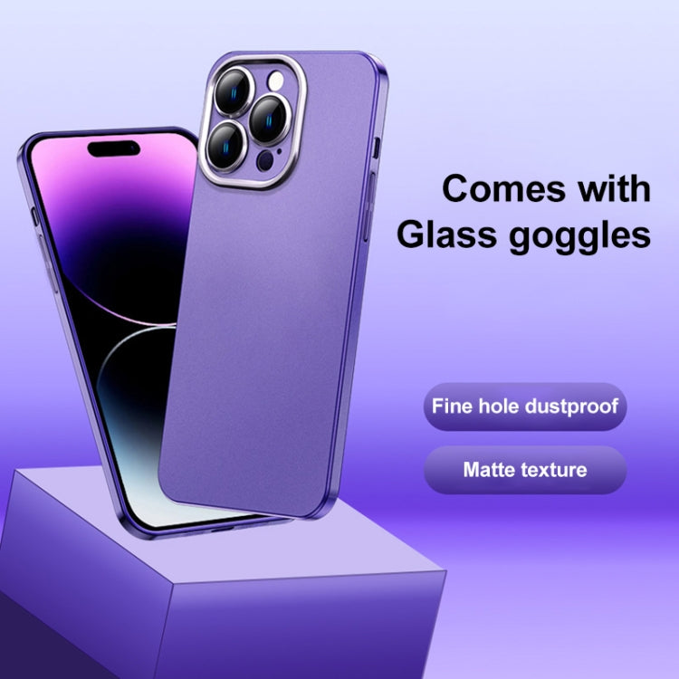 For iPhone 14 Pro Max Frosted Metal Material Phone Case with Lens Protection(Dark Blue) - iPhone 14 Pro Max Cases by buy2fix | Online Shopping UK | buy2fix