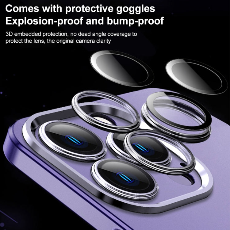 For iPhone 14 Frosted Metal Material Phone Case with Lens Protection(Purple) - iPhone 14 Cases by buy2fix | Online Shopping UK | buy2fix