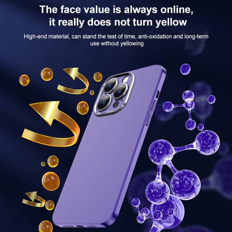 For iPhone 14 Pro Max Frosted Metal Material Phone Case with Lens Protection(Purple) - iPhone 14 Pro Max Cases by buy2fix | Online Shopping UK | buy2fix