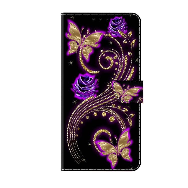 For Xiaomi Redmi Note 12 5G Global / Poco X5 Crystal 3D Shockproof Protective Leather Phone Case(Purple Flower Butterfly) - Xiaomi Cases by buy2fix | Online Shopping UK | buy2fix