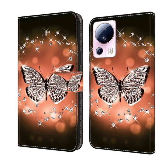 For Xiaomi 13 Lite Crystal 3D Shockproof Protective Leather Phone Case(Crystal Butterfly) - 13 Lite Cases by buy2fix | Online Shopping UK | buy2fix