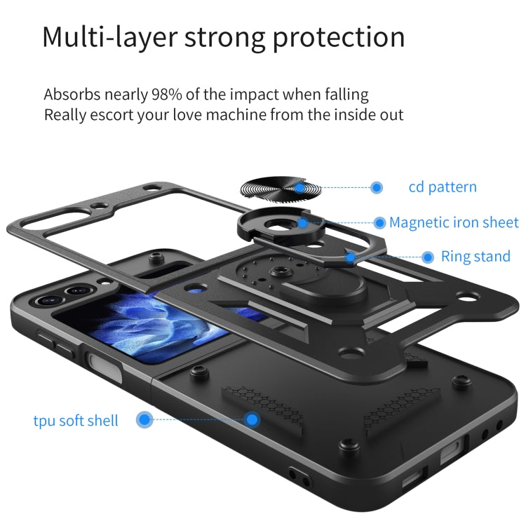 For Samsung Galaxy Z Flip5 Armor Magnetic Bracket TPU+PC Phone Case(Blue) - Galaxy Z Flip5 Cases by buy2fix | Online Shopping UK | buy2fix