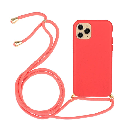 For iPhone 15 Pro Max Wheat Straw Material + TPU Phone Case with Lanyard(Red) - iPhone 15 Pro Max Cases by buy2fix | Online Shopping UK | buy2fix