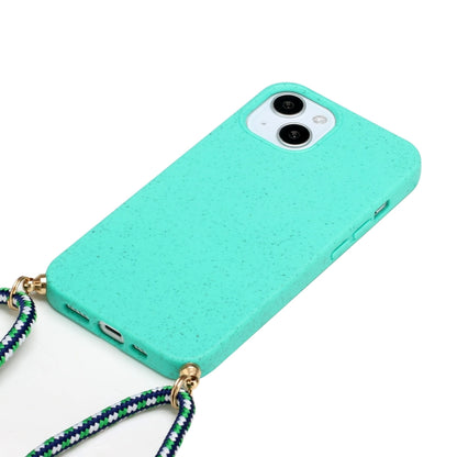 For iPhone 15 Wheat Straw Material + TPU Phone Case with Lanyard(Green) - iPhone 15 Cases by buy2fix | Online Shopping UK | buy2fix