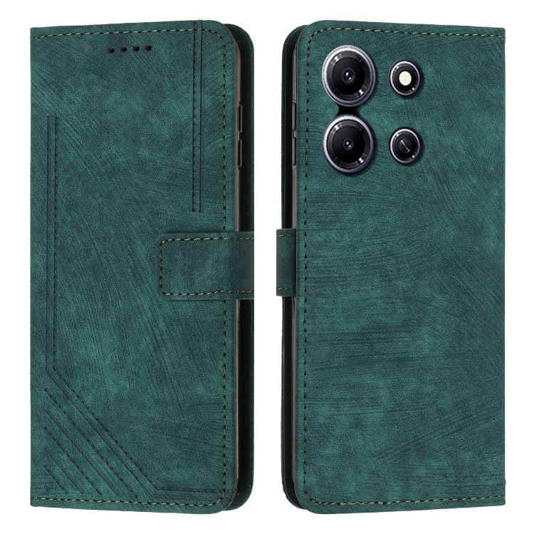 For Infinix Note 30i Skin Feel Stripe Pattern Leather Phone Case with Lanyard(Green) - Infinix Cases by buy2fix | Online Shopping UK | buy2fix