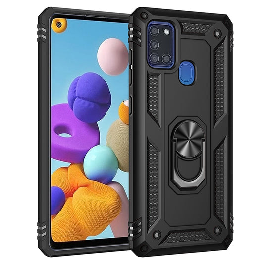 For Samsung Galaxy A21s Shockproof TPU + PC Protective Case with 360 Degree Rotating Holder(Black) - Galaxy Phone Cases by buy2fix | Online Shopping UK | buy2fix