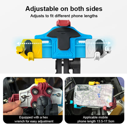 MOTOSLG Crab Motorcycle Phone Clamp Bracket O-Type Rear Mirror Mount with Anti-theft Lock(Yellow Blue White) - Holder by MOTOLSG | Online Shopping UK | buy2fix