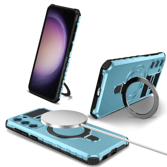 For Samsung Galaxy S23 5G MagSafe Magnetic Holder Phone Case(Light Blue) - Galaxy S23 5G Cases by buy2fix | Online Shopping UK | buy2fix