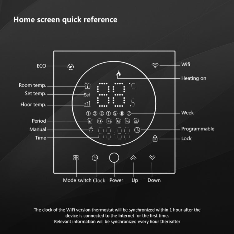 BHT-008GCLW 95-240V AC 5A Smart Home Boiler Heating LED Thermostat With WiFi(Black) - Thermostat & Thermometer by buy2fix | Online Shopping UK | buy2fix