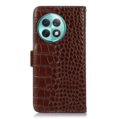 For OnePlus Ace 2 Pro Crocodile Top Layer Cowhide Leather Phone Case(Brown) - OnePlus Cases by buy2fix | Online Shopping UK | buy2fix