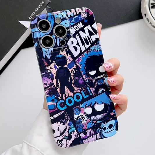 For iPhone 14 Pro Painted Pattern Precise Hole PC Phone Case(Purple Comics) - iPhone 14 Pro Cases by buy2fix | Online Shopping UK | buy2fix