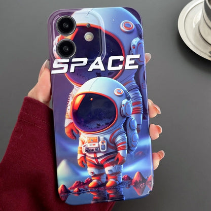 For iPhone 12 Painted Pattern Precise Hole PC Phone Case(Orange White Astronaut) - iPhone 12 / 12 Pro Cases by buy2fix | Online Shopping UK | buy2fix