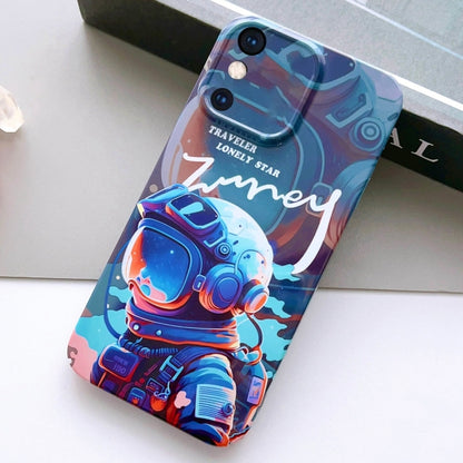 For iPhone XS Max Painted Pattern Precise Hole PC Phone Case(Blue Paint Astronaut) - More iPhone Cases by buy2fix | Online Shopping UK | buy2fix