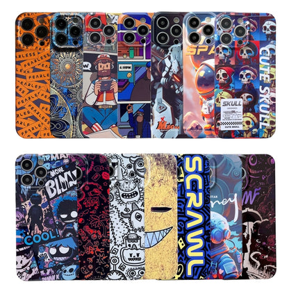 For iPhone 12 Pro Painted Pattern Precise Hole PC Phone Case(Orange Comics) - iPhone 12 / 12 Pro Cases by buy2fix | Online Shopping UK | buy2fix