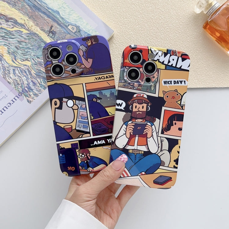 For iPhone 12 Painted Pattern Precise Hole PC Phone Case(Blue Paint Astronaut) - iPhone 12 / 12 Pro Cases by buy2fix | Online Shopping UK | buy2fix