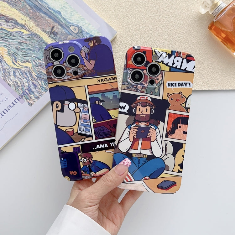 For iPhone 14 Pro Painted Pattern Precise Hole PC Phone Case(Purple Astronaut) - iPhone 14 Pro Cases by buy2fix | Online Shopping UK | buy2fix