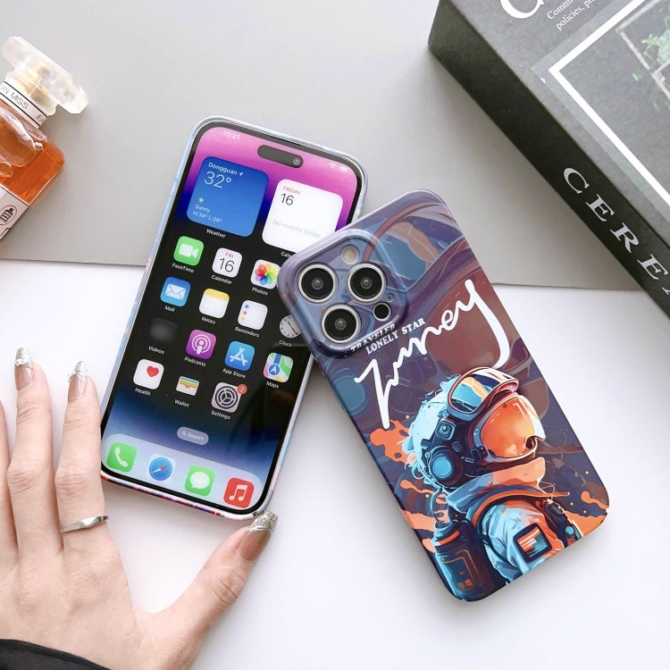 For iPhone 12 Painted Pattern Precise Hole PC Phone Case(Orange Robot) - iPhone 12 / 12 Pro Cases by buy2fix | Online Shopping UK | buy2fix