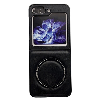 For Samsung Galaxy Z Flip5 Crazy Horse Texture Magnetic Magsafe PU Phone Case(Black) - Galaxy Z Flip5 Cases by buy2fix | Online Shopping UK | buy2fix