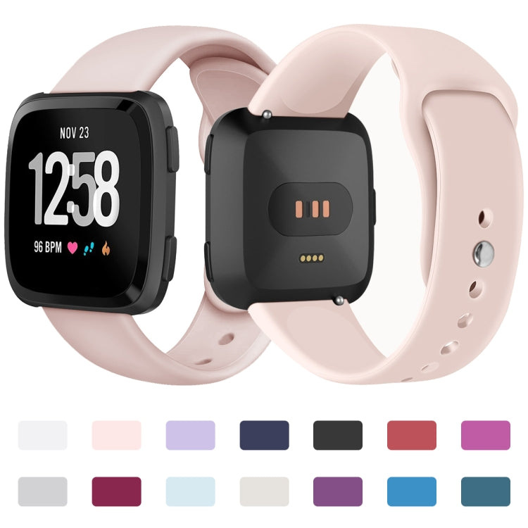 For Fitbit Versa 2 / Fitbit Versa / Fitbit Versa Lite Solid Color Silicone Watch Band, Size:S(Black) - Smart Wear by buy2fix | Online Shopping UK | buy2fix