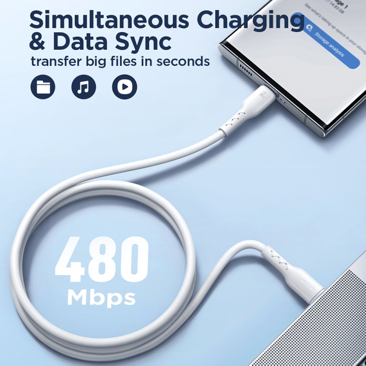 JOYROOM SA26-CC3 Flash Charge Series 60W USB-C / Type-C to USB-C / Type-C Fast Charging Data Cable, Cable Length:2m(White) - USB-C & Type-C Cable by JOYROOM | Online Shopping UK | buy2fix