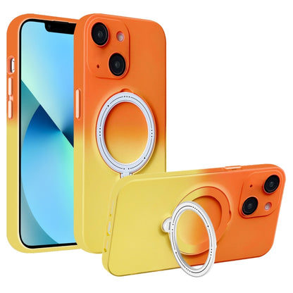 For iPhone 13 MagSafe Holder Gradient TPU Phone Case(Orange Yellow) - iPhone 13 Cases by buy2fix | Online Shopping UK | buy2fix