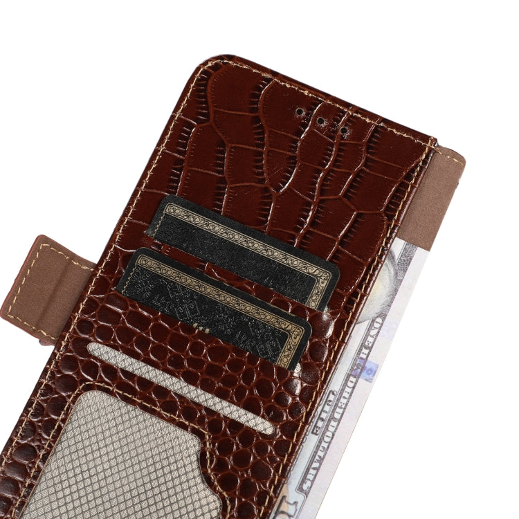 For Asus ZenFone 10 / ZenFone 9  Crocodile Top Layer Cowhide Leather Phone Case(Brown) - ASUS Cases by buy2fix | Online Shopping UK | buy2fix