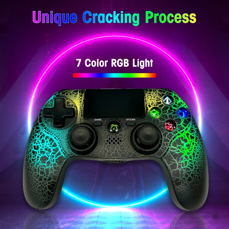 Crack Pattern RGB Light Wireless Game Controller for PS4 / PC / Android / iOS(White) - Gamepads by buy2fix | Online Shopping UK | buy2fix