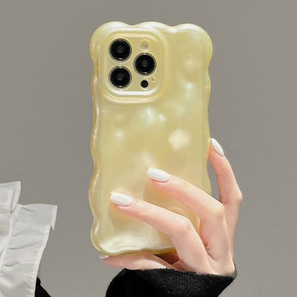 For iPhone 15 Pro Max Wave Bubbles TPU Phone Case(Pearlescent Yellow) - iPhone 15 Pro Max Cases by buy2fix | Online Shopping UK | buy2fix