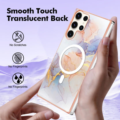 For Samsung Galaxy S23 Ultra 5G Marble Pattern Dual-side IMD Magsafe TPU Phone Case(White Marble) - Galaxy S23 Ultra 5G Cases by buy2fix | Online Shopping UK | buy2fix