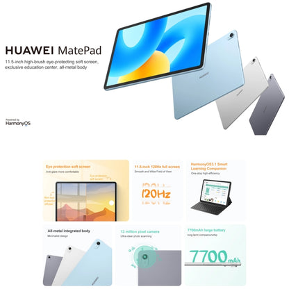 HUAWEI MatePad 11.5 inch 2023 WIFI, 8GB+128GB Diffuse Screen, HarmonyOS 3.1 Qualcomm Snapdragon 7 Gen 1 Octa Core, Not Support Google Play(Grey) - Huawei by Huawei | Online Shopping UK | buy2fix