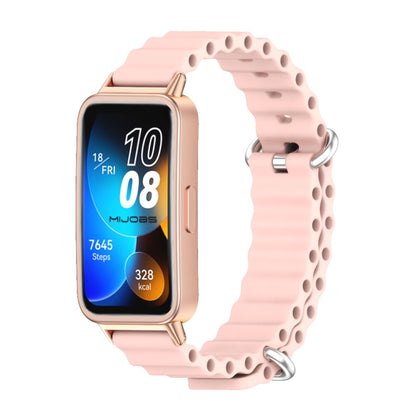 For Huawei Band 8 / 9 Mijobs Marine Silicone Breathable Watch Band(Pink+Rose Gold) - Watch Bands by MIJOBS | Online Shopping UK | buy2fix