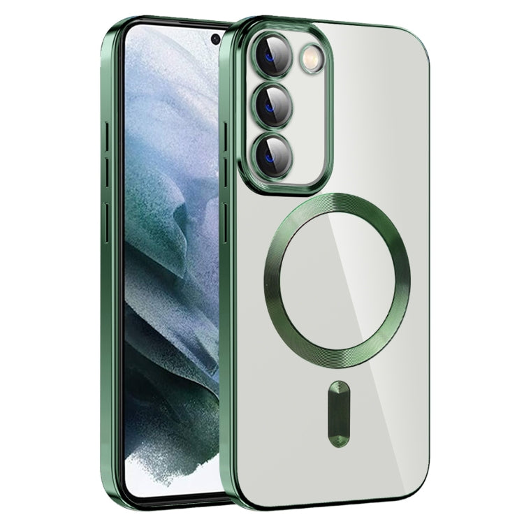 For Samsung Galaxy S21 5G CD Texture Plating TPU MagSafe Phone Case with Lens Film(Dark Green) - Galaxy S21 5G Cases by buy2fix | Online Shopping UK | buy2fix