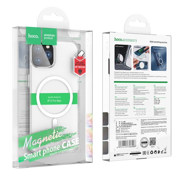 For iPhone 15 Pro Max hoco SagSafe Magnetic Series Airbag Shockproof Phone Case(Transparent) - iPhone 15 Pro Max Cases by hoco | Online Shopping UK | buy2fix