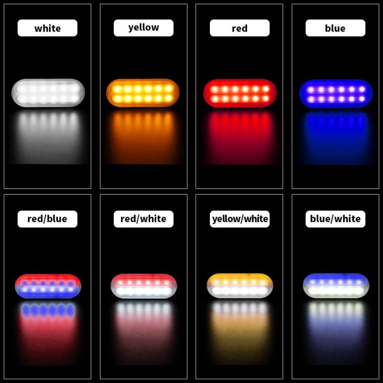 DC12V-24V / 36W Car Truck Emergency Strobe Flash Warning Light 12LEDs Ultra-thin Side Lights(White + Blue) - In Car by buy2fix | Online Shopping UK | buy2fix