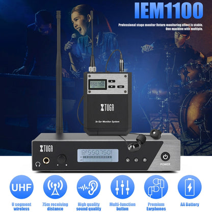 XTUGA  IEM1100 Professional Wireless In Ear Monitor System 5 BodyPacks(AU Plug) - Microphone by XTUGA | Online Shopping UK | buy2fix