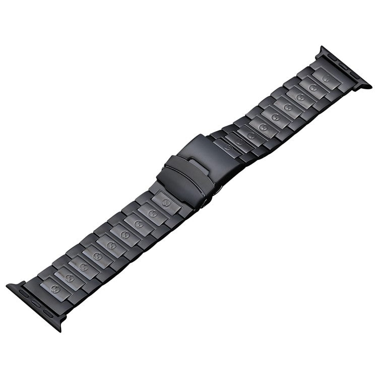 For Apple Watch Series 9 45mm Safety Buckle Titanium Steel Watch Band(Black) - Watch Bands by buy2fix | Online Shopping UK | buy2fix