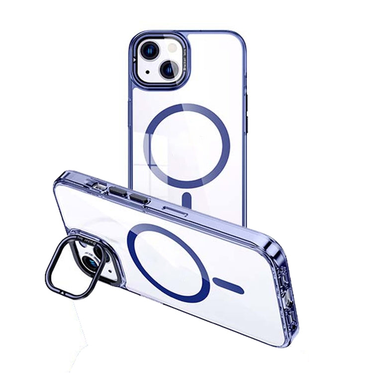 For iPhone 13 MagSafe Magnetic Invisible Holder Transparent Phone Case(Blue) - iPhone 13 Cases by buy2fix | Online Shopping UK | buy2fix