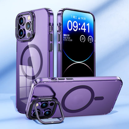 For iPhone 13 Pro MagSafe Magnetic Invisible Holder Transparent Phone Case(Purple) - iPhone 13 Pro Cases by buy2fix | Online Shopping UK | buy2fix