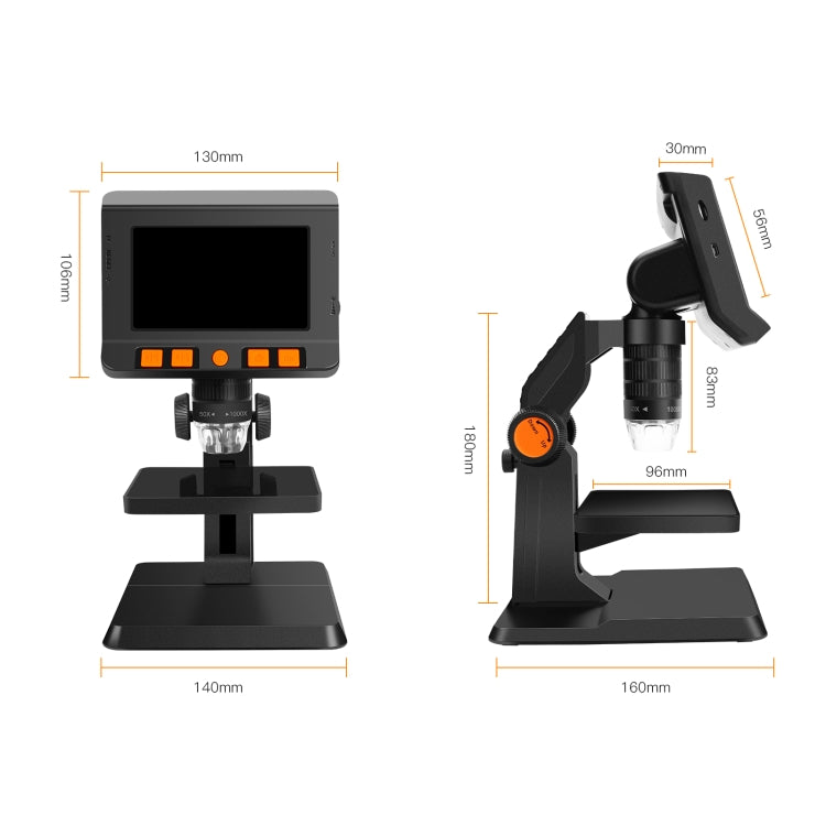 P110 50X-1000X Desktop Electronic Digital Microscope with 4.3 inch Screen - Digital Microscope by buy2fix | Online Shopping UK | buy2fix