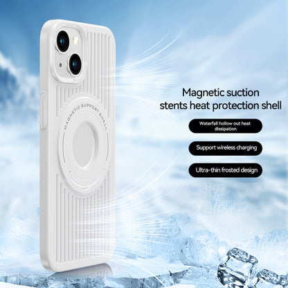 For iPhone 15 Plus Cooling MagSafe Magnetic Ring Holder Phone Case(White) - iPhone 15 Pro Max Cases by buy2fix | Online Shopping UK | buy2fix