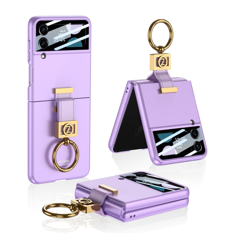 For Samsung Galaxy Z Flip3 5G GKK Integrated Ultra-thin Phone Case with Z Ring Holder(Purple) - Galaxy Phone Cases by GKK | Online Shopping UK | buy2fix