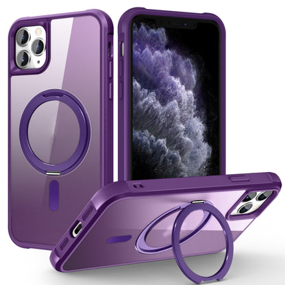 For iPhone 11 Pro Max MagSafe Magnetic Rotating Holder Phone Case(Purple) - iPhone 11 Pro Max Cases by buy2fix | Online Shopping UK | buy2fix