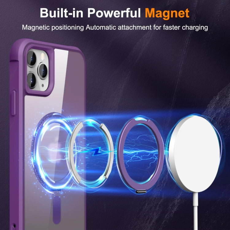 For iPhone 11 Pro Max MagSafe Magnetic Rotating Holder Phone Case(Purple) - iPhone 11 Pro Max Cases by buy2fix | Online Shopping UK | buy2fix