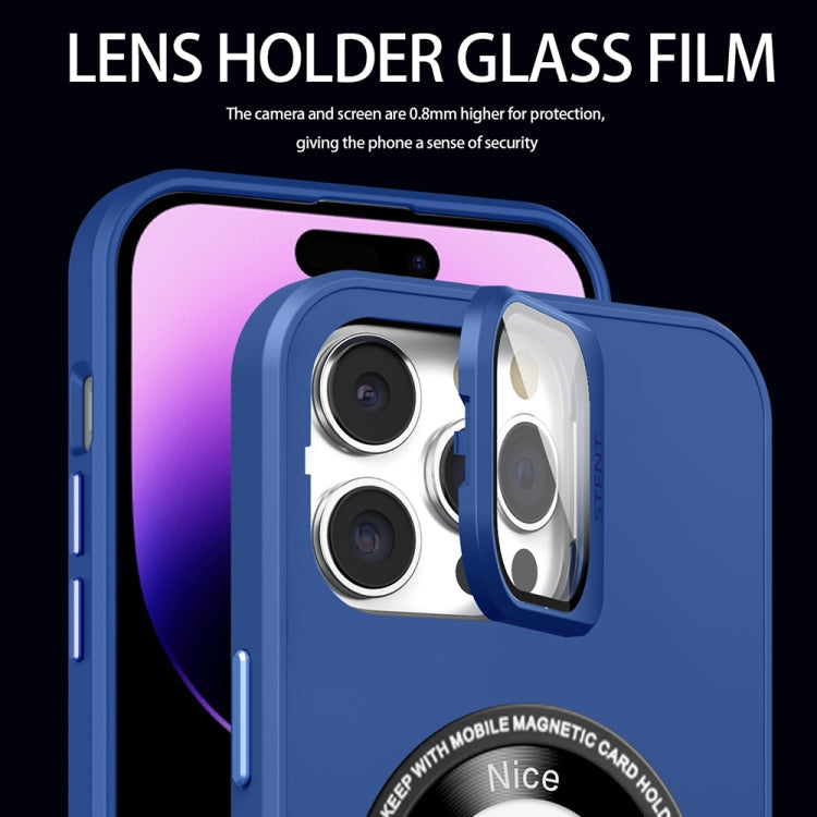 For iPhone 12 Pro Max Skin Feel Magnifier MagSafe Lens Holder Phone Case(Purple) - iPhone 12 Pro Max Cases by buy2fix | Online Shopping UK | buy2fix