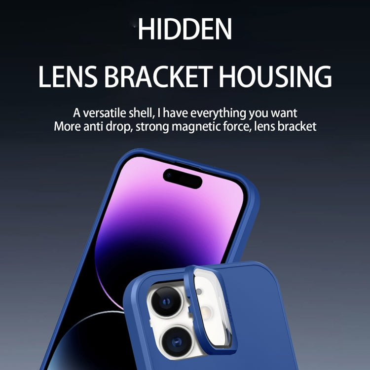 For iPhone 11 Skin Feel Magnifier MagSafe Lens Holder Phone Case(Purple) - iPhone 11 Cases by buy2fix | Online Shopping UK | buy2fix