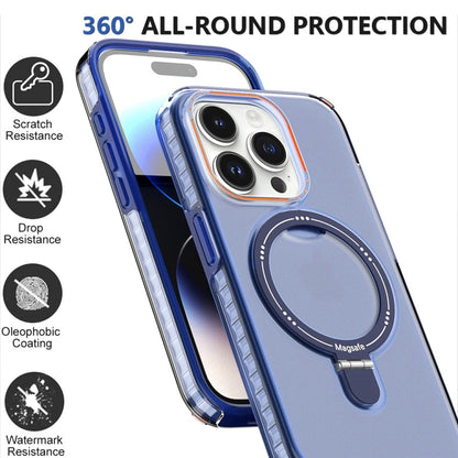 For iPhone 15 Pro Max Colorful 2 in 1 MagSafe Holder Phone Case(Blue) - iPhone 15 Pro Max Cases by buy2fix | Online Shopping UK | buy2fix