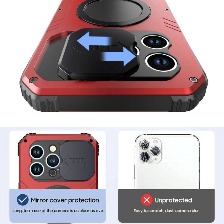 For iPhone 15 Pro Camera Shield MagSafe Holder Life Waterproof Phone Case(Red) - iPhone 15 Pro Cases by buy2fix | Online Shopping UK | buy2fix